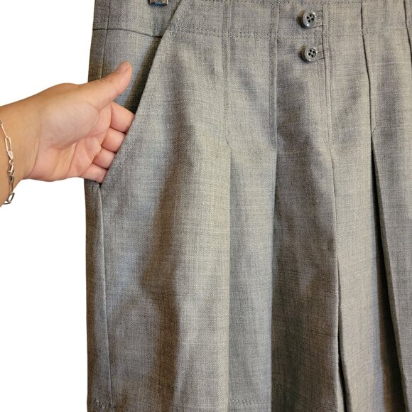 Elevenses Anthropologie Gray Heathered Pleated Wool Mini skirt Size 6 - Picture 3 of 11